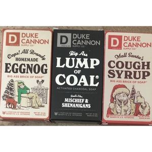 3 Duke Cannon Big Lump Of Coal Cough Syrup Eggnog Bar Soap Men 10oz Holiday Gift
